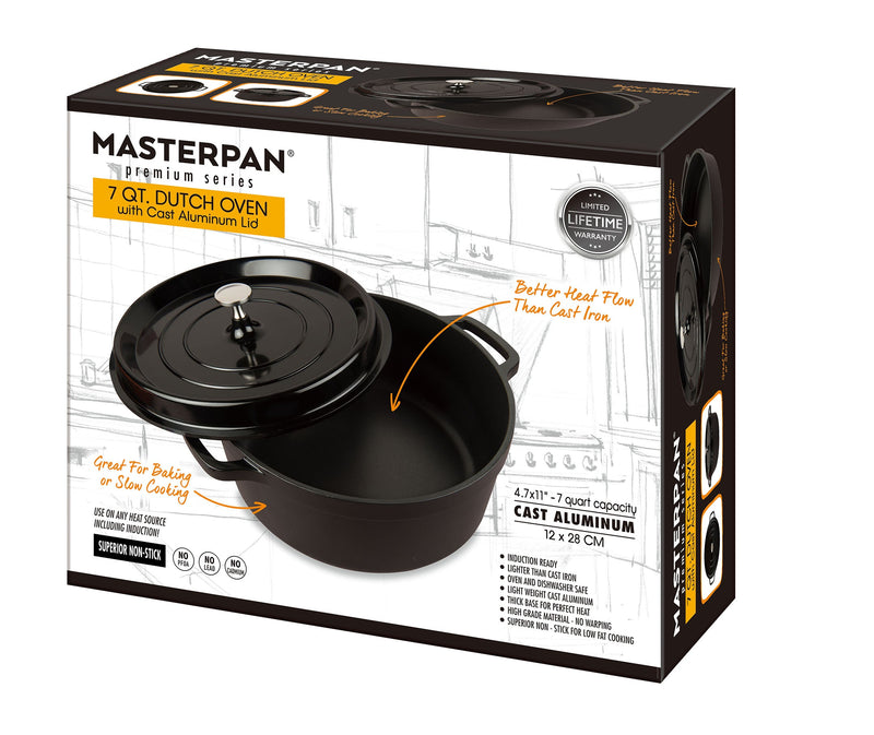 MASTERPAN Nonstick Dutch Oven, Black 7 Qt. 11" (28cm)