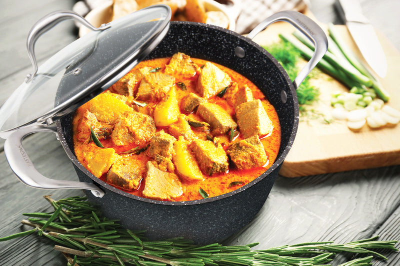 MASTERPAN Nonstick Granite Look Stock Pot With Glass Lid, 5 Qt.  9.5" (24cm)