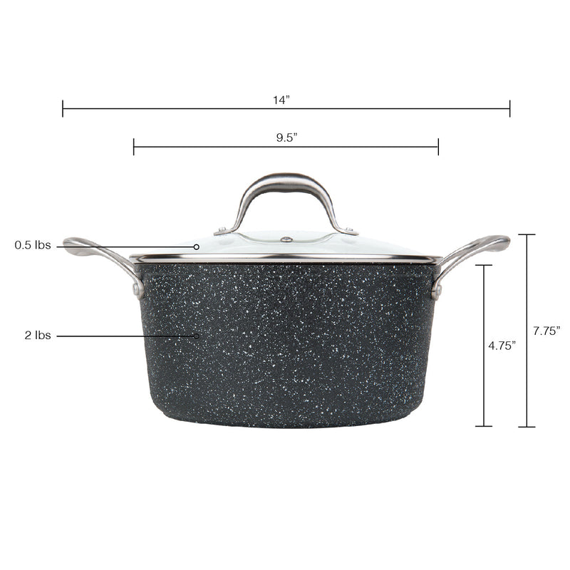 MASTERPAN Nonstick Granite Look Stock Pot With Glass Lid, 5 Qt.  9.5" (24cm)