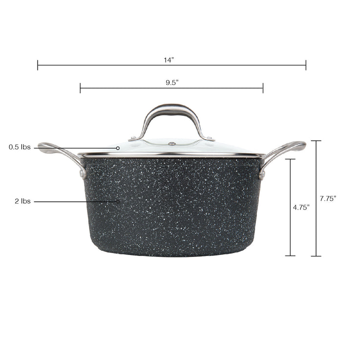 MASTERPAN Nonstick Granite Look Stock Pot With Glass Lid, 5 Qt.  9.5" (24cm)
