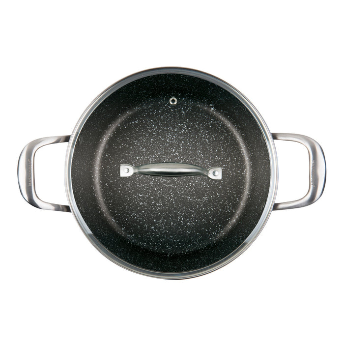 MASTERPAN Nonstick Granite Look Stock Pot With Glass Lid, 5 Qt.  9.5" (24cm)