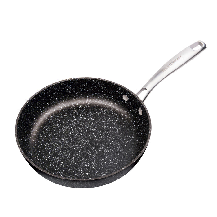 3 PACK BUNDLE - 9.5" FRY PAN + 11" CREPE PAN + 7" SAUCEPAN WITH GLASS LID, WITH STAINLESS STEEL RIVETED HANDLES, CAST ALUMINUM WITH SUPERIOR NON-STICK