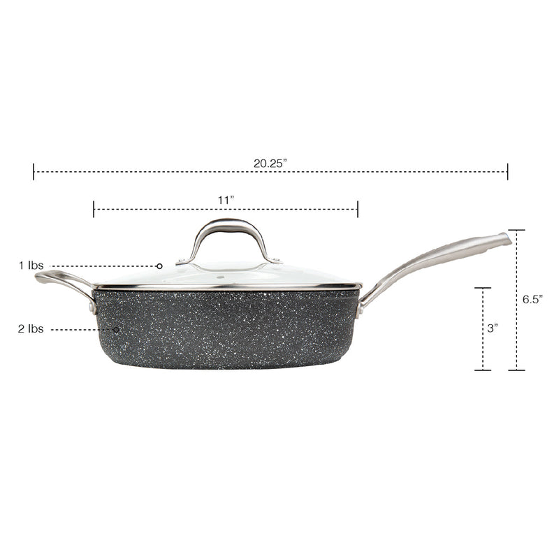 MASTERPAN Nonstick Granite Look Saute Pan with Glass Lid, 11" (28cm)