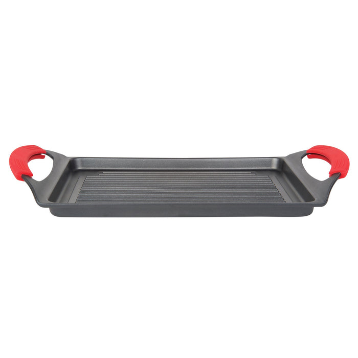 MASTERPAN Nonstick Grill Plate with Silicone Handles, 10"x13" (25x33cm)