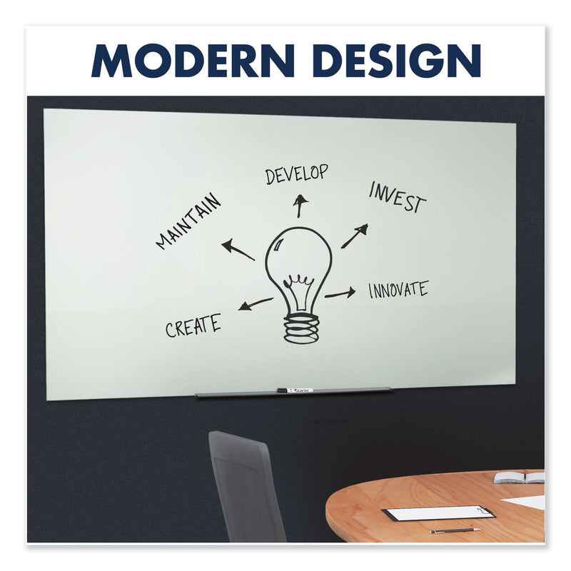 Quartet InvisaMount Magnetic Glass Marker Board, Frameless, 39" x 22", White Surface