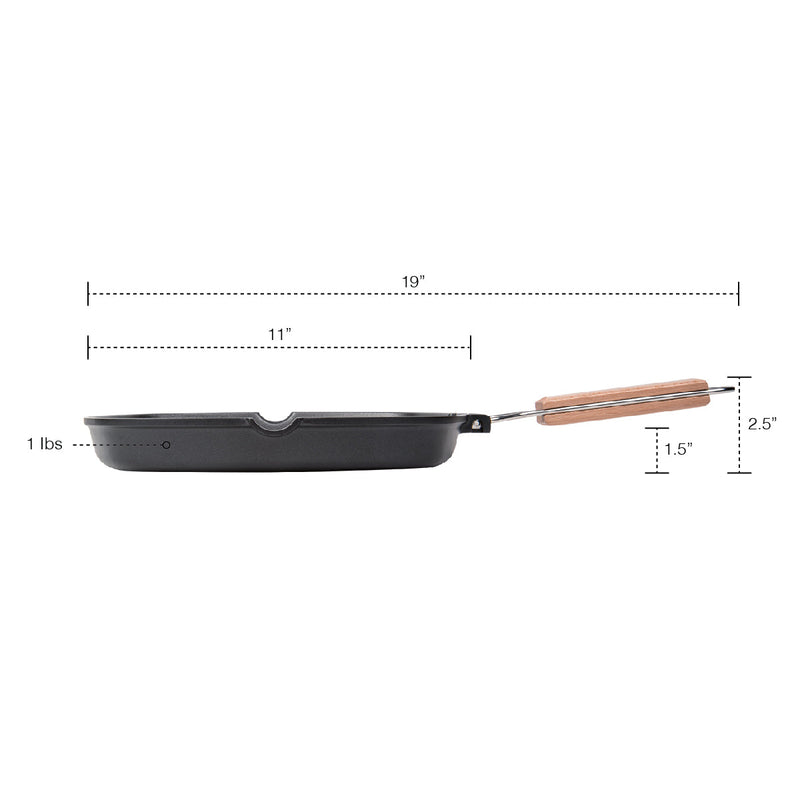 MASTERPAN Nonstick Grill Pan with Folding Handle, 11" (28cm)