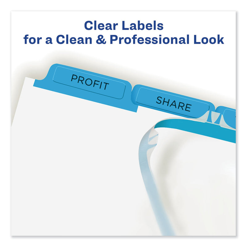 Avery Print and Apply Index Maker Clear Label Dividers, 5-Tab, Color Tabs, 11 x 8.5, White, Blue Tabs, 5 Sets