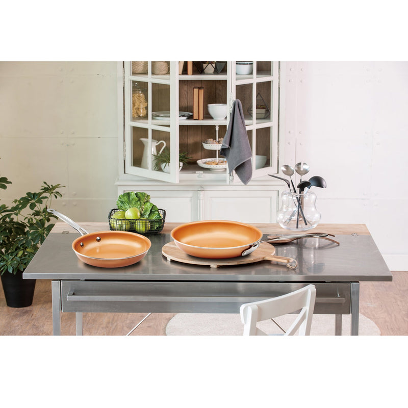 MASTERPAN Ceramic Nonstick Copper Color Frypan & Skillet 2-pc Set, 8 & 9" (20 & 23cm)