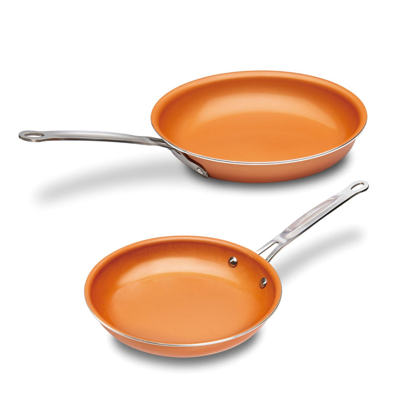 MASTERPAN Ceramic Nonstick Copper Color Frypan & Skillet 2-pc Set, 8 & 9" (20 & 23cm)