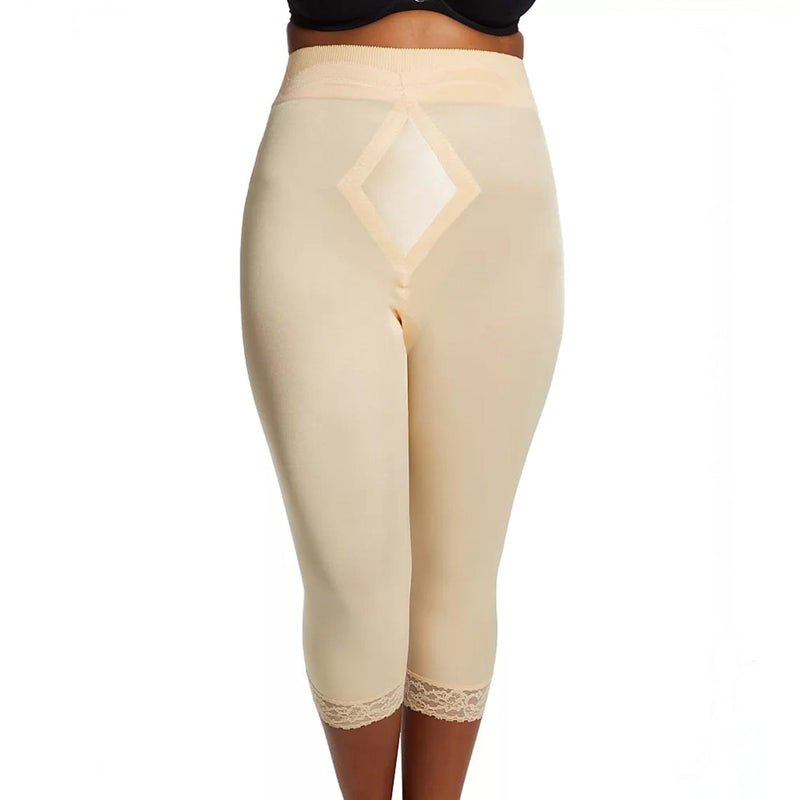 Style 6266 | High Waist Capri Pant Liner with Tummy Control Satin Panel| Memory Compression Fabric | Medium Support