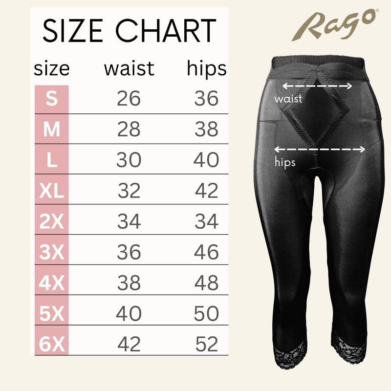 Style 6266 | High Waist Capri Pant Liner with Tummy Control Satin Panel| Memory Compression Fabric | Medium Support