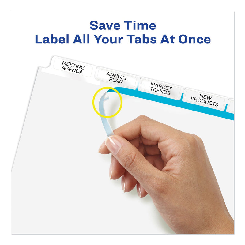 Avery Print and Apply Index Maker Clear Label Dividers, Big Tab, 5-Tab, White Tabs, 11 x 8.5, White, 1 Set