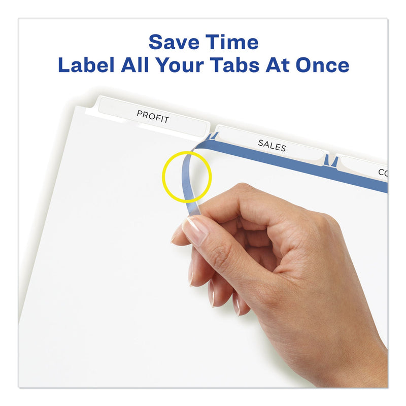 Avery Print and Apply Index Maker Clear Label Dividers, 3-Tab, White Tabs, 11 x 8.5, White, 5 Sets