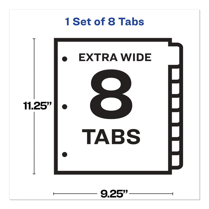 Avery Print and Apply Index Maker Clear Label Dividers, Extra Wide Tab, 8-Tab, 11.25 x 9.25, White, 1 Set