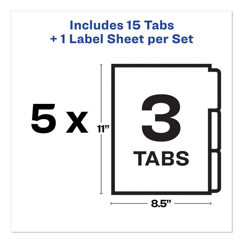 Avery Print and Apply Index Maker Clear Label Unpunched Dividers, 3-Tab, 11 x 8.5, White, 5 Sets