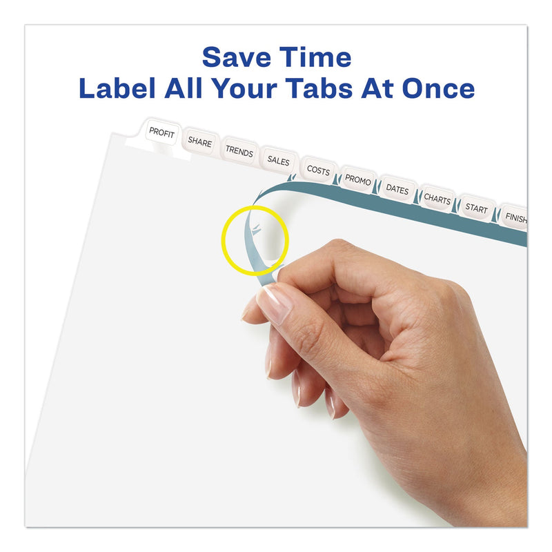 Avery Print and Apply Index Maker Clear Label Dividers, 12-Tab, White Tabs, 11 x 8.5, White, 1 Set