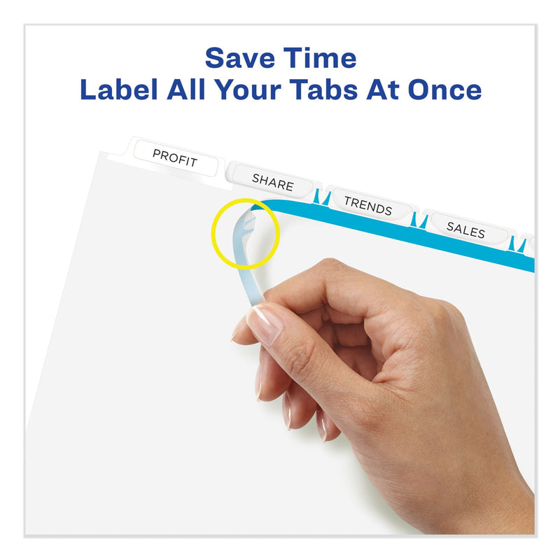 Avery Print and Apply Index Maker Clear Label Dividers, Extra Wide Tab, 5-Tab, White Tabs, 11.25 x 9.25, White, 5 Sets