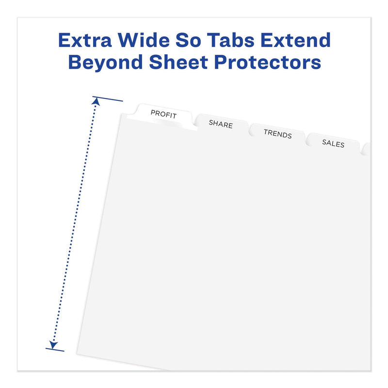 Avery Print and Apply Index Maker Clear Label Dividers, Extra Wide Tab, 5-Tab, White Tabs, 11.25 x 9.25, White, 5 Sets