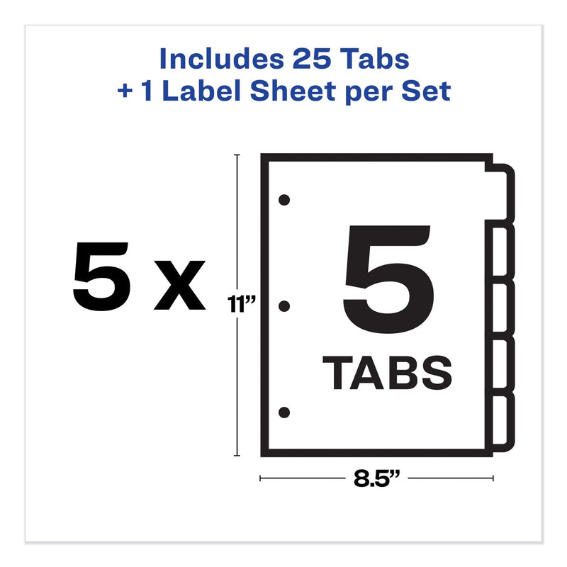 Avery Print and Apply Index Maker Clear Label Dividers, 5-Tab, White Tabs, 11 x 8.5, White, 5 Sets