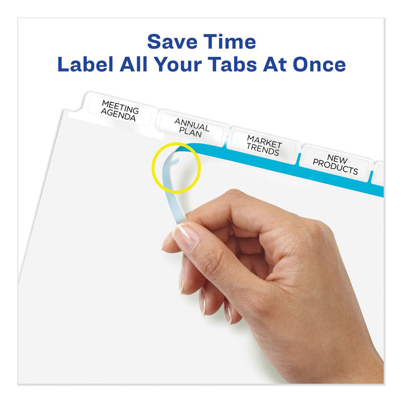 Avery Print and Apply Index Maker Clear Label Dividers, Big Tab, 5-Tab, White Tabs, 11 x 8.5, White, 5 Sets