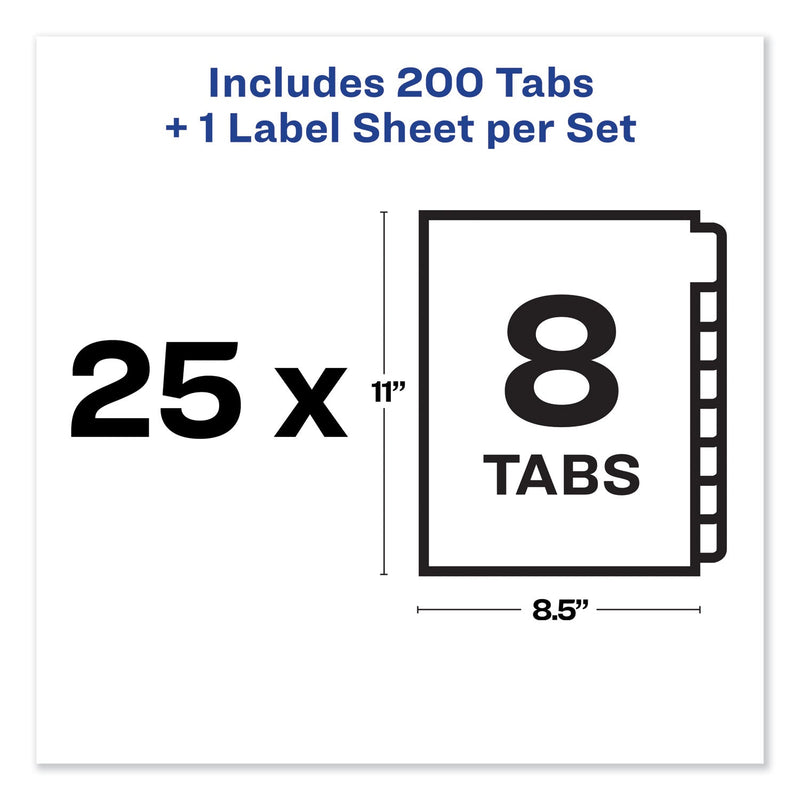 Avery Print and Apply Index Maker Clear Label Unpunched Dividers, 8-Tab, 11 x 8.5, White, White Tabs, 25 Sets