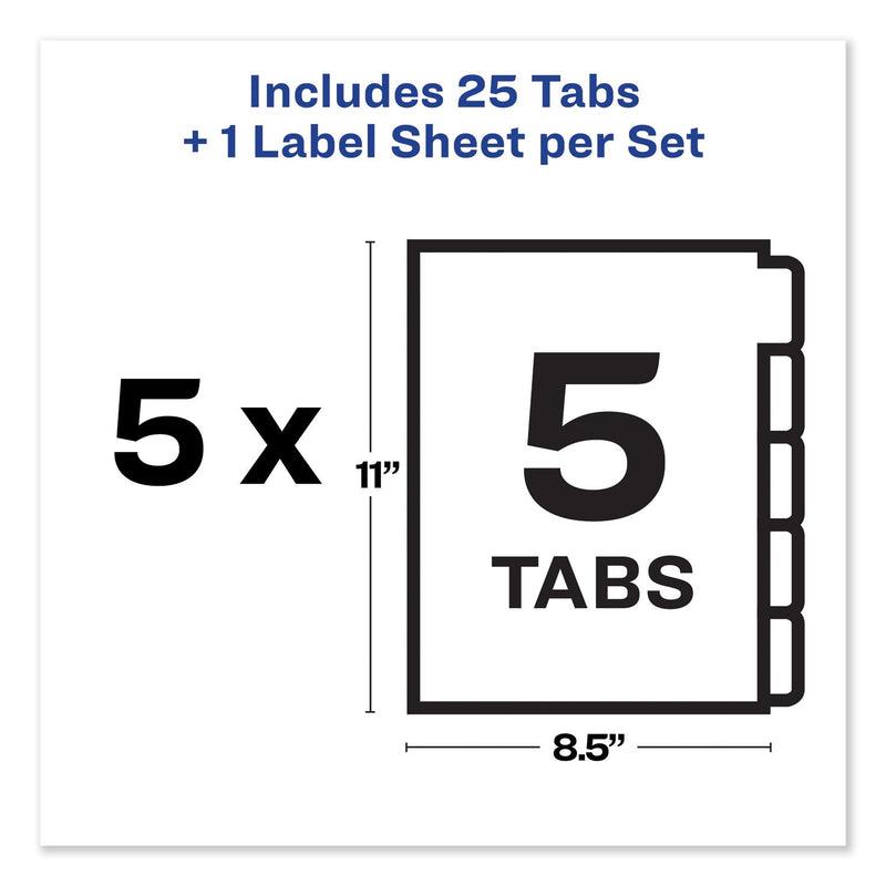 Avery Print and Apply Index Maker Clear Label Unpunched Dividers with Printable Label Strip, 5-Tab, 11 x 8.5, Clear, 5 Sets