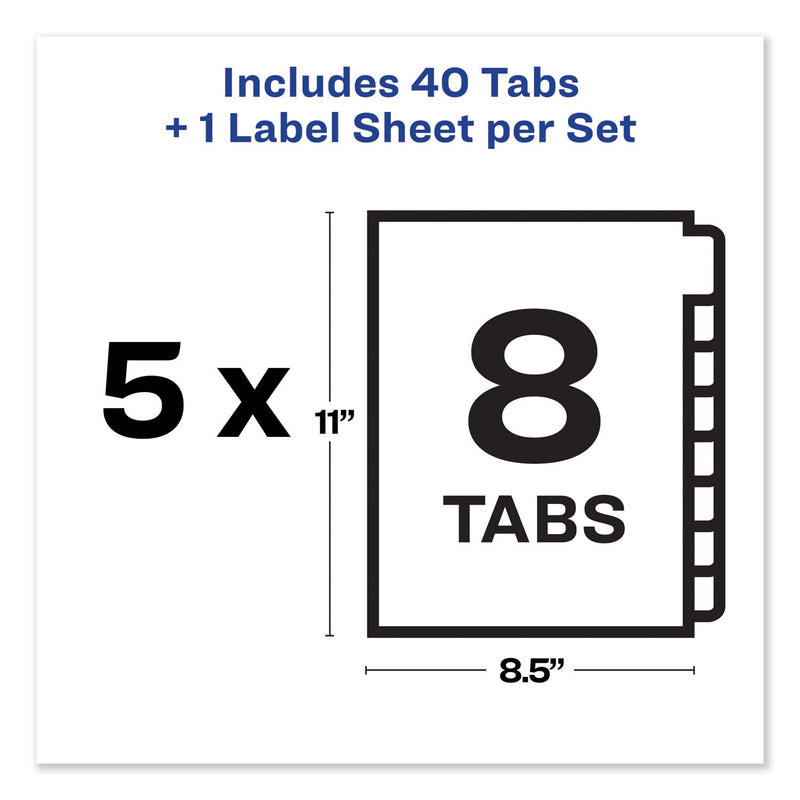 Avery Print and Apply Index Maker Clear Label Unpunched Dividers with Printable Label Strip, 8-Tab, 11 x 8.5, Clear, 5 Sets