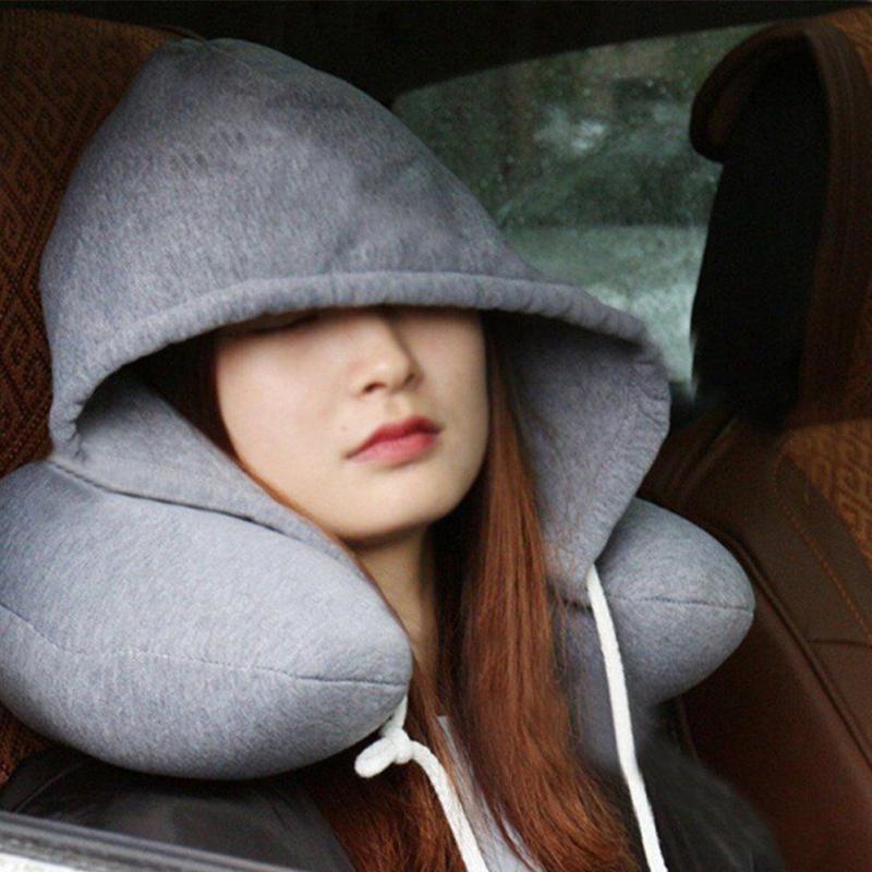 U shaped Neck Pillow soft Hooded Neck pillow for Travel