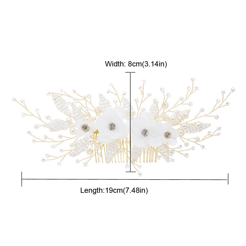 Queenco Gold Bridal Hair Comb Pearl Beads Wedding Hair Accessories Women Headpiece Girl's Hair Vine Party Hair Jewelry