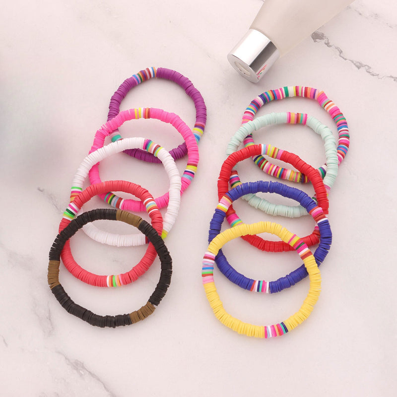 Polymer Clay Rainbow Stretch Bracelet