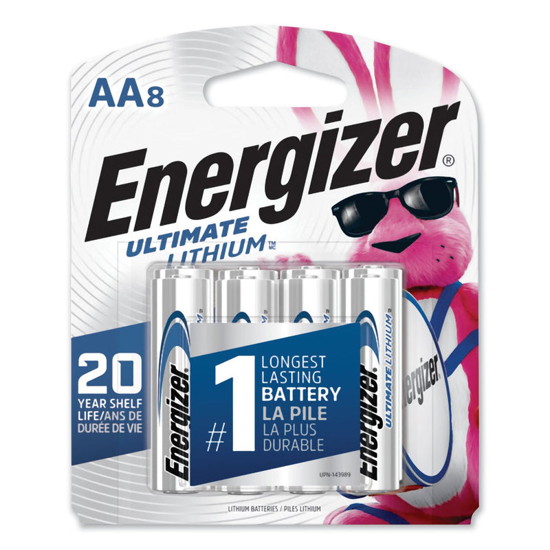 Energizer Ultimate Lithium AA Batteries, 1.5 V, 8/Pack