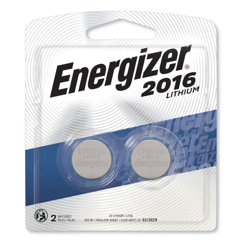 Energizer 2016 Lithium Coin Battery, 3 V, 2/Pack