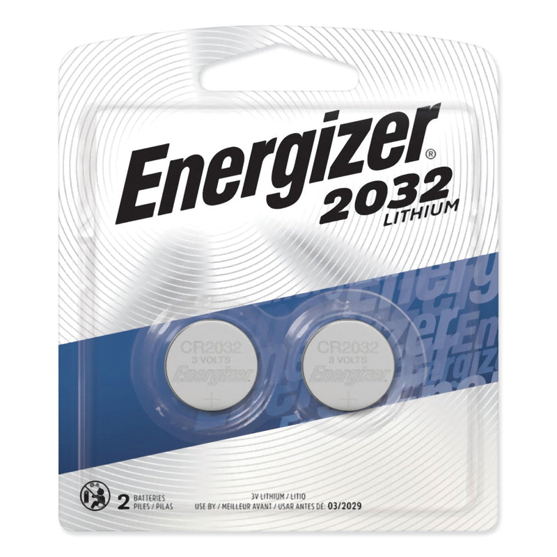 Energizer 2032 Lithium Coin Battery, 3 V, 2/Pack