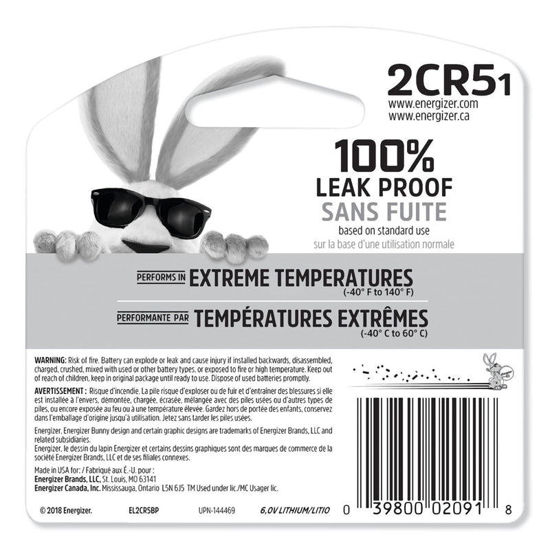 Energizer 2CR5 Lithium Photo Battery, 6 V