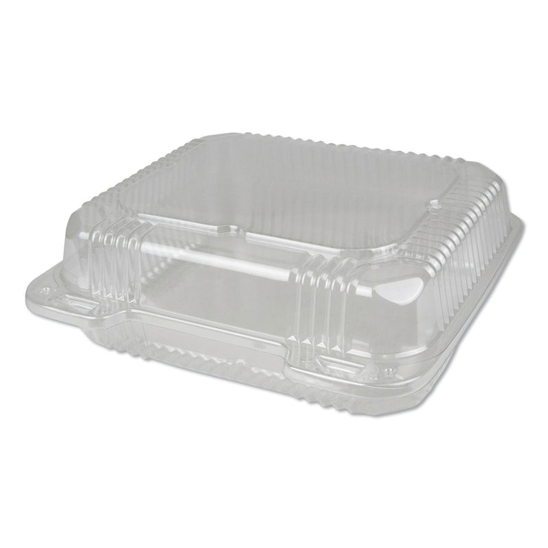 Durable Packaging Plastic Clear Hinged Containers, 50 oz, 8.88 x 8 x 3, Clear, 250/Carton