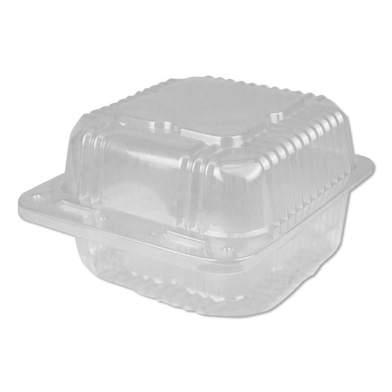 Durable Packaging Plastic Clear Hinged Containers, 21 oz, 5.63 x 5.63 x 3.25, Clear, 500/Carton