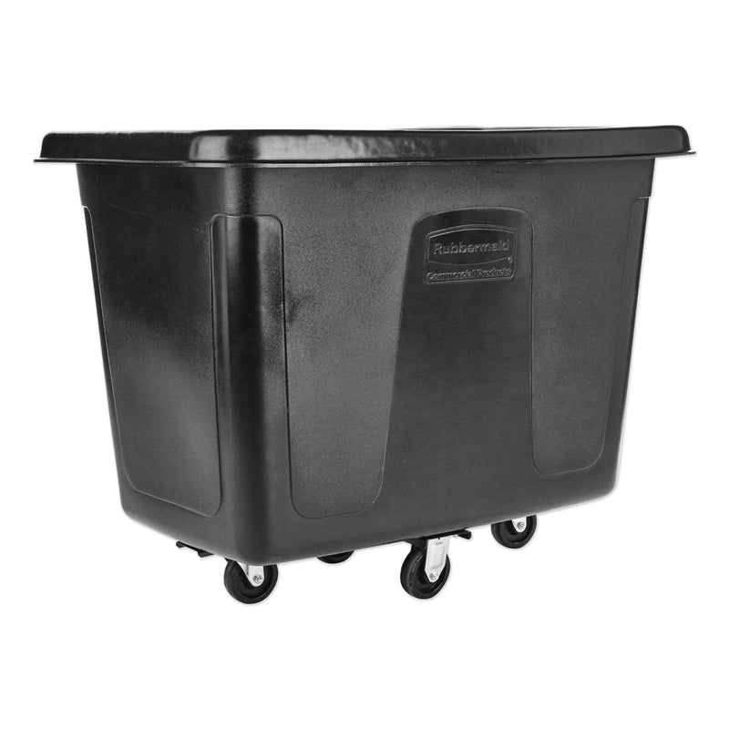 Rubbermaid Metal Frame Cube Truck, Rectangular, Polyethylene, 400 lb Capacity, 12 cu ft, Black