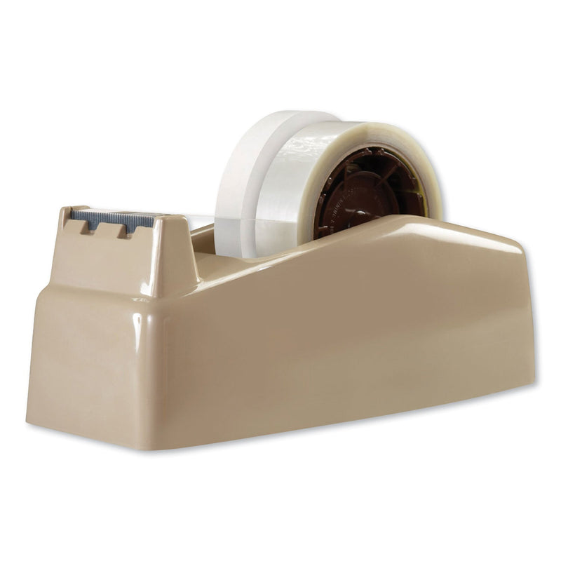 Scotch Two-Roll Desktop Tape Dispenser, 3" Core, High-Impact Plastic, Beige