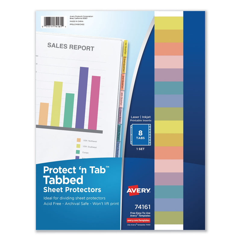 Avery Protect 'n Tab Top-Load Clear Sheet Protectors w/Eight Tabs, Letter