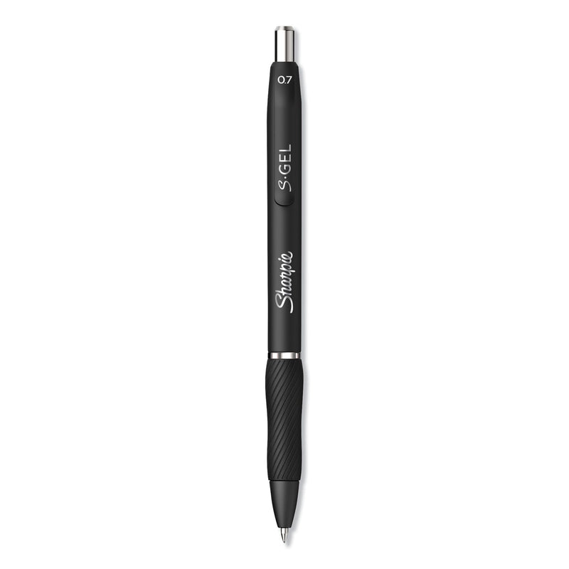 Sharpie S-Gel High-Performance Gel Pen, Retractable, Medium 0.7 mm, Black Ink, Black Barrel, Dozen