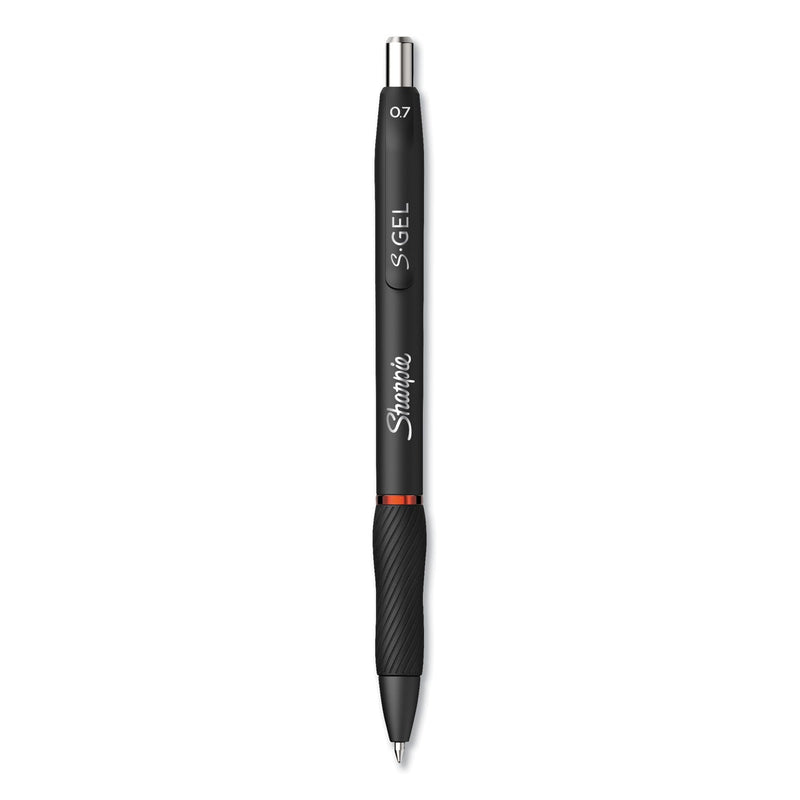 Sharpie S-Gel High-Performance Gel Pen, Retractable, Medium 0.7 mm, Red Ink, Black Barrel, Dozen