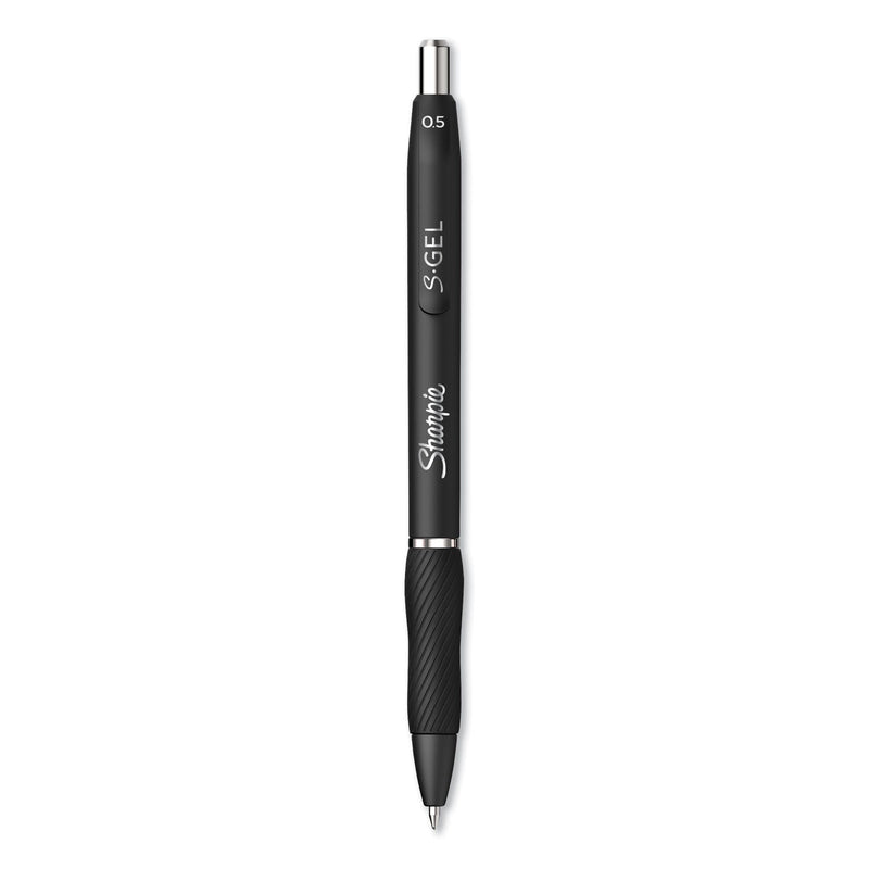 Sharpie S-Gel High-Performance Gel Pen, Retractable, Fine 0.5 mm, Black Ink, Black Barrel, Dozen