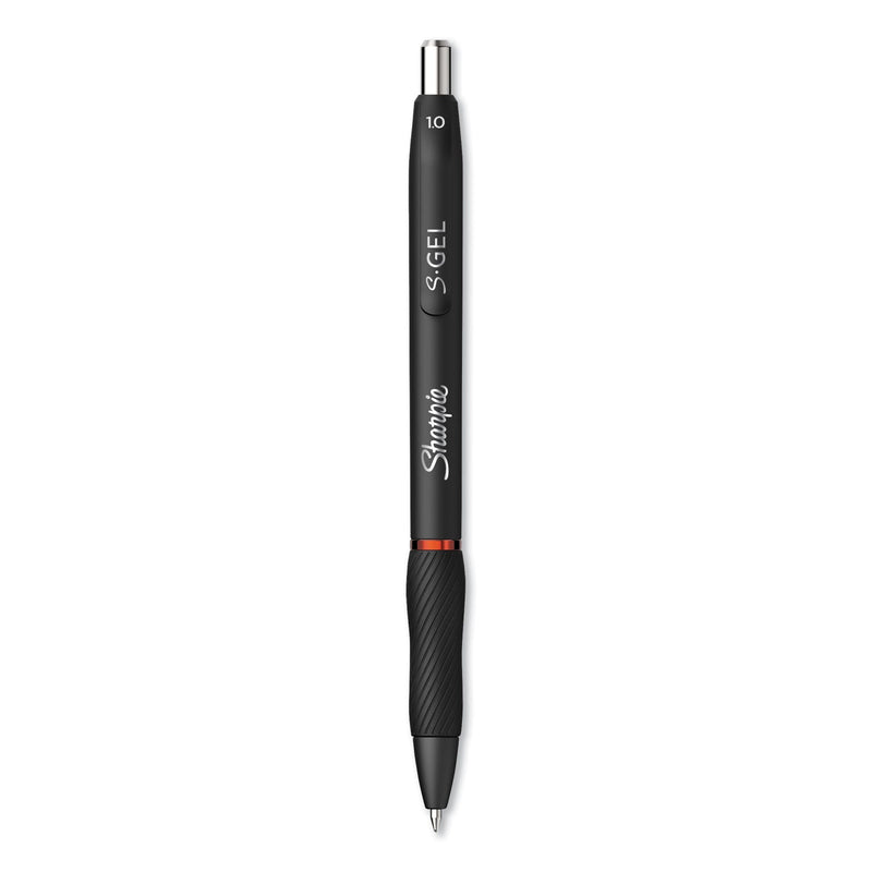 Sharpie S-Gel High-Performance Gel Pen, Retractable, Bold 1 mm, Red Ink, Black Barrel, Dozen