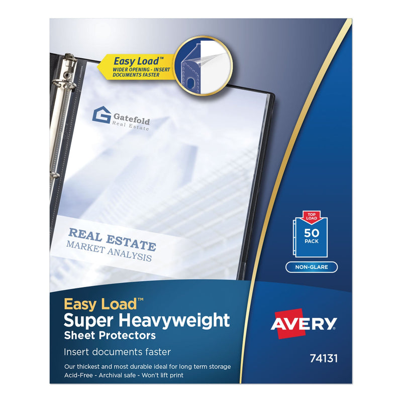 Avery Top-Load Poly Sheet Protectors, Super Heavy Gauge, Letter, Nonglare, 50/Box