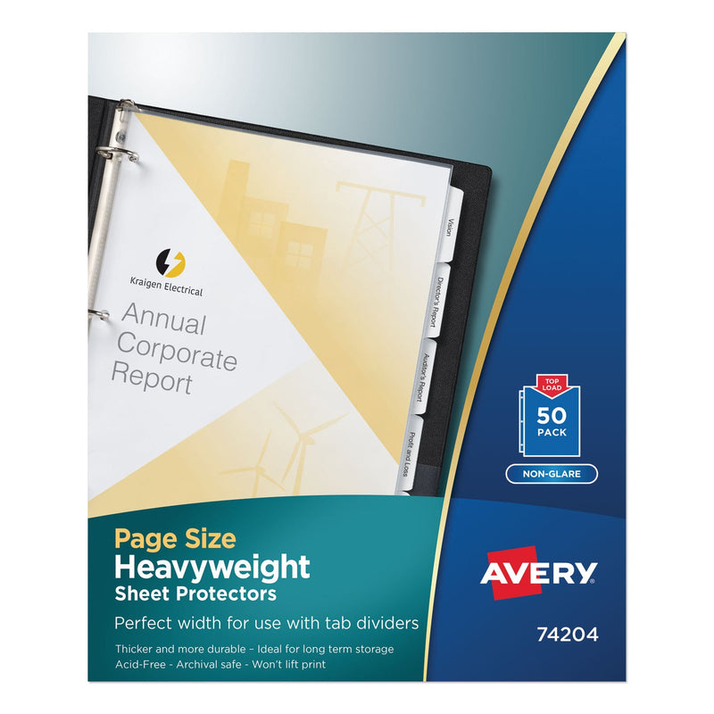 Avery Top-Load Poly Three-Hole Sheet Protectors, Non-Glare, Letter, 50/Box