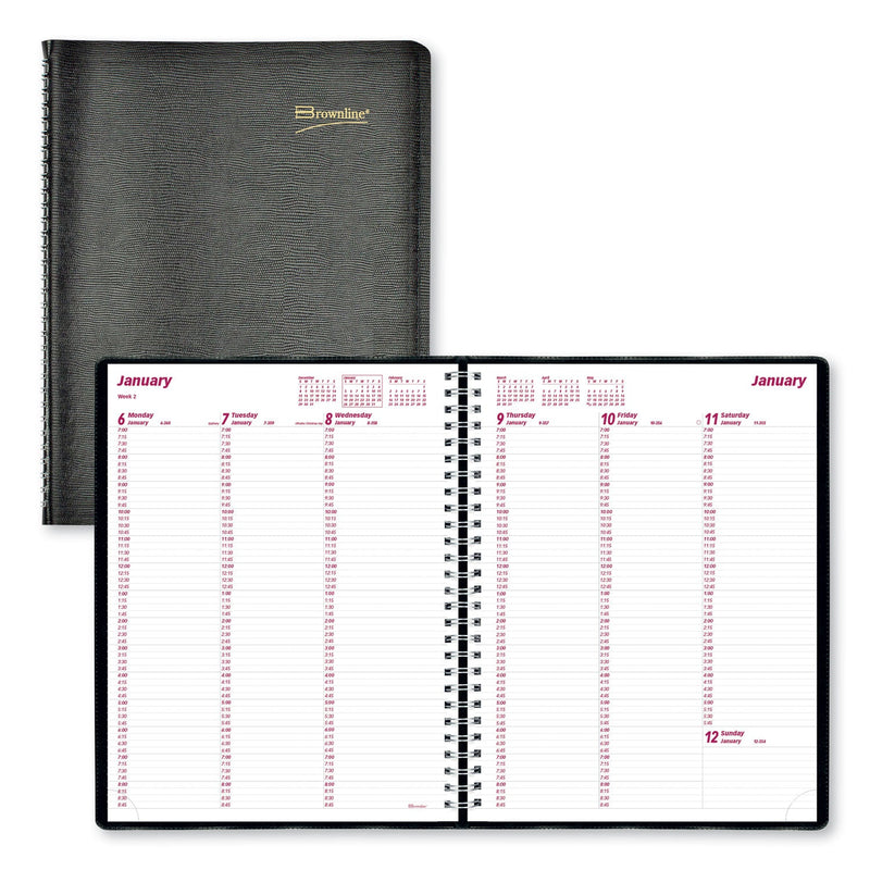 Brownline Essential Collection Weekly Appointment Book in Columnar Format, 11 x 8.5, Black Cover, 12-Month (Jan to Dec): 2023