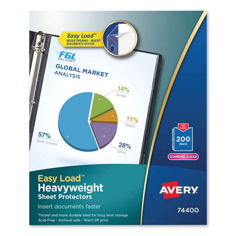 Avery Top-Load Poly Sheet Protectors, Heavy, Letter, Diamond Clear, 200/Box