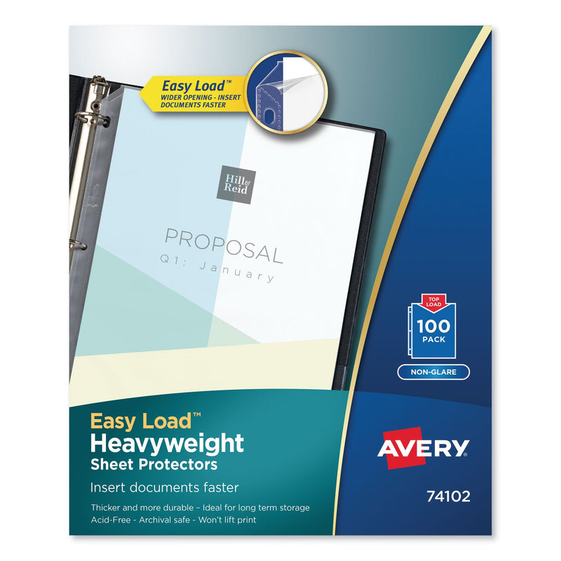 Avery Top-Load Poly Sheet Protectors, Heavy Gauge, Letter, Nonglare, 100/Box