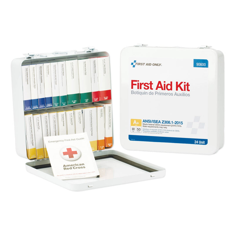 First Aid Only Unitized ANSI Class A Weatherproof First Aid Kit for 50 People, 24 Pieces, Metal Case