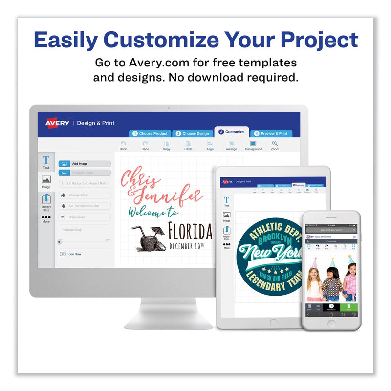 Avery Fabric Transfers, 8.5 x 11, White, 18/Pack